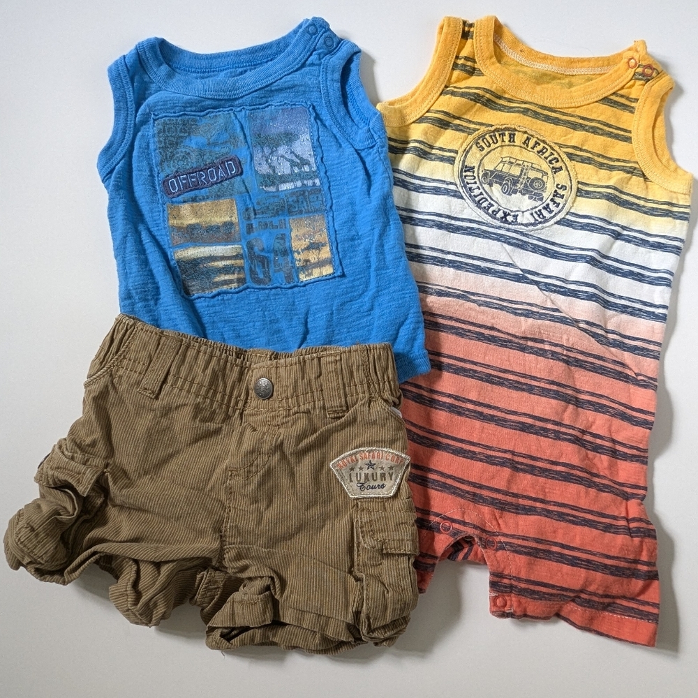 Kids Striped Tank Tops Set - Blue and Yellow